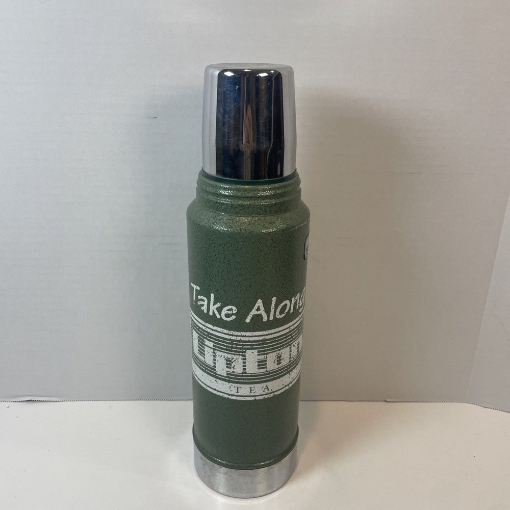 Aladdin Stanley‎ Thermos 1Qt Green Lipton Tea Vintage Vacuum Bottle Handle